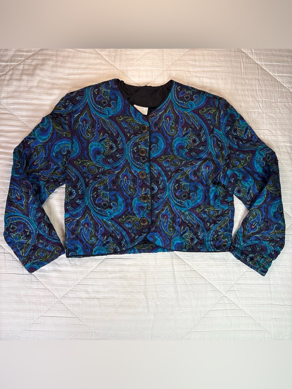 VTG Bobbie Brooks Quilted Cropped
Paisley Jacket L Made In USA
